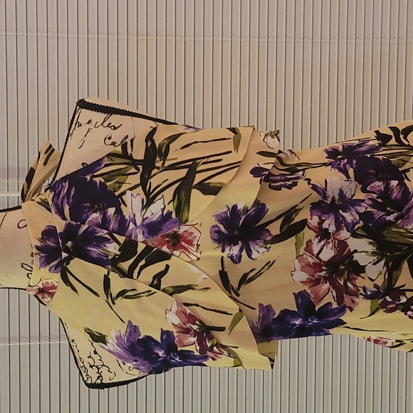 Bebe XL Yellow/Purple Floral Dress - Picture 3 of 12